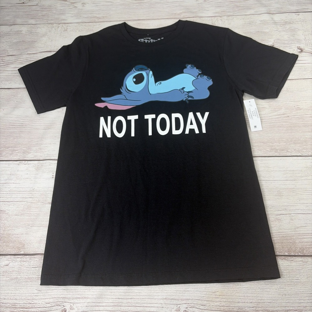 NWT Disney Lilo & Stitch Not Today Graphic Print T Shirt Small Black
